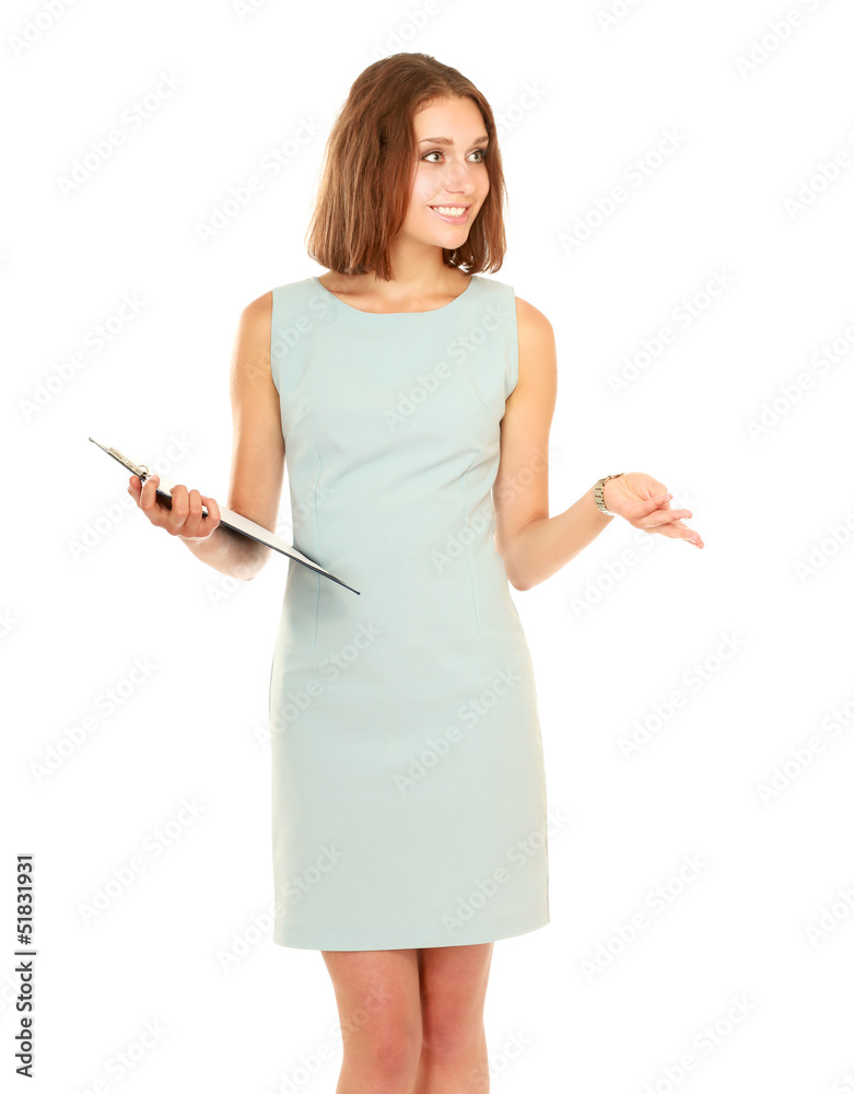 Portrait of the business woman with folder
