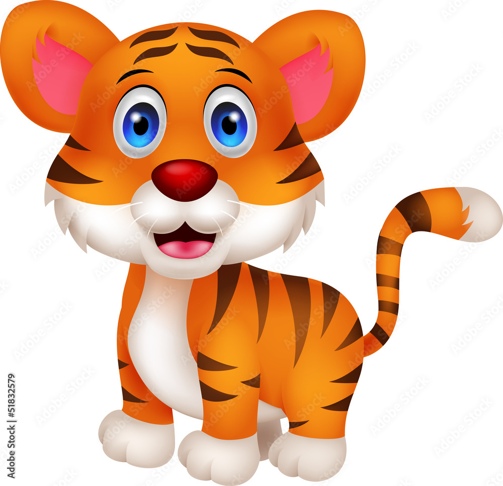 Fototapeta premium Cute baby tiger cartoon