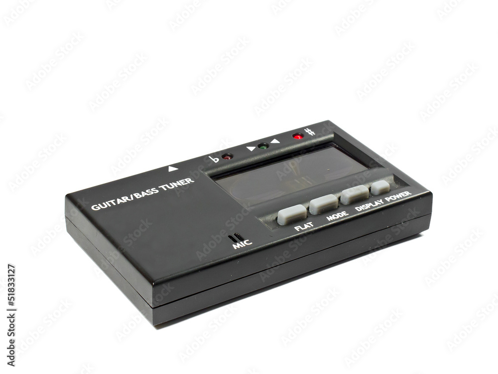 Electronic Guitar tuner isolated on white Electronic Guitar tuner isolated on white