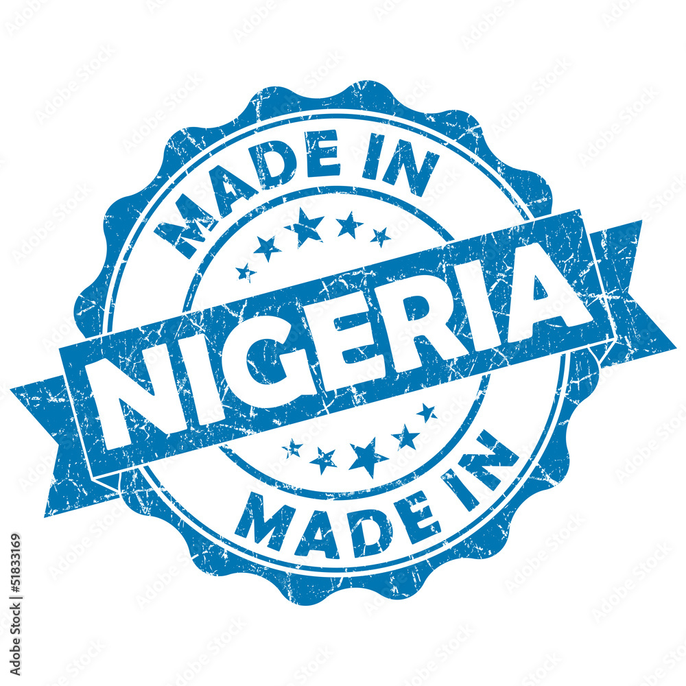 Fototapeta premium made in nigeria blue stamp