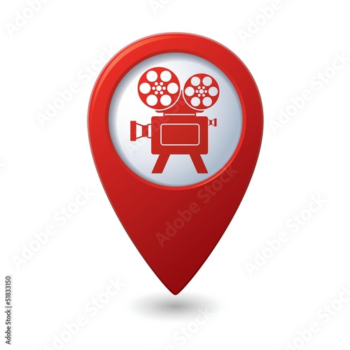 Map pointer with cinema icon