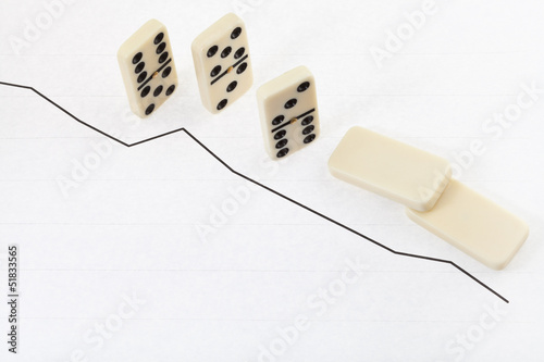 falled domino and graph of decline results photo