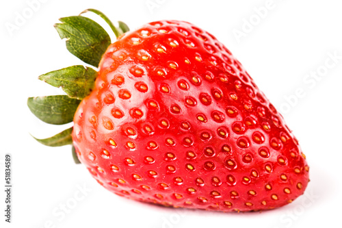 Close-up of strawberry. Isolated on white. 