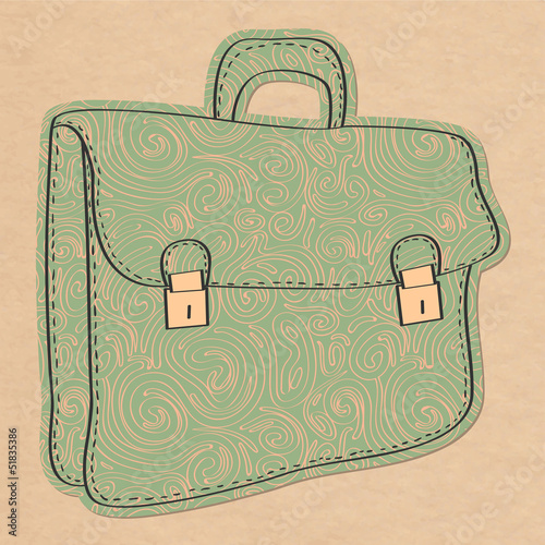 Retro illustration with briefcase