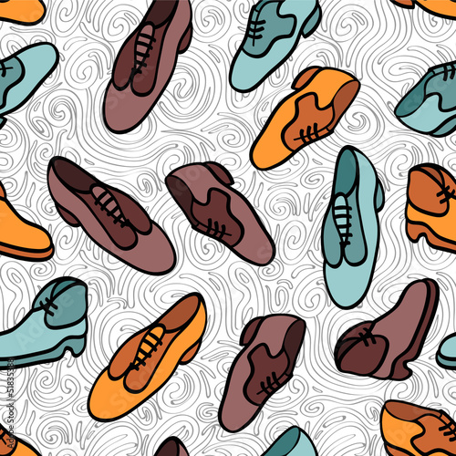 Seamless pattern with male shoes