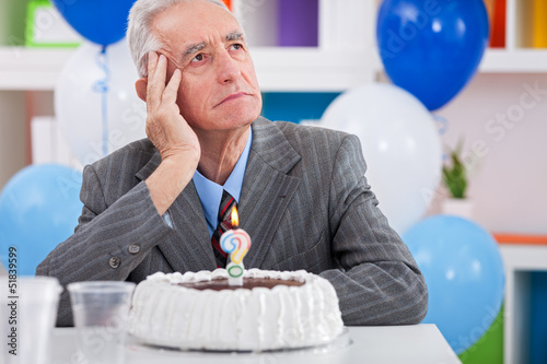 man having Alzheimer's disease on birthday