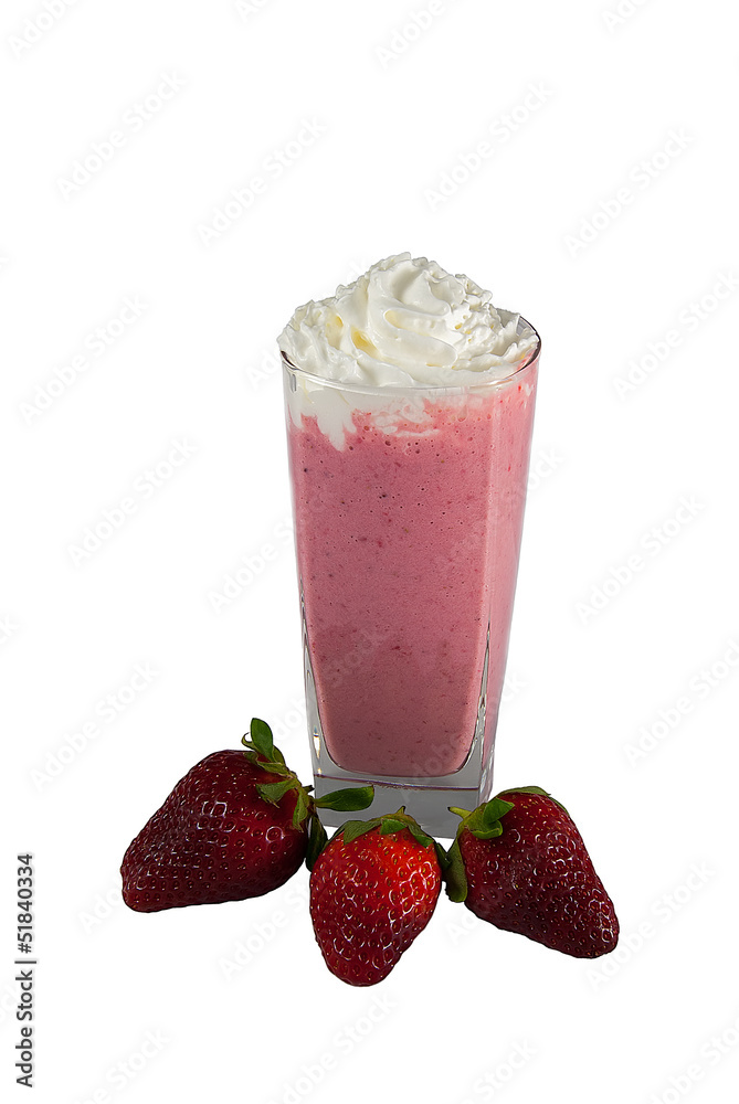 Batido helado de fresa con nata Batido helado de fresa con nata