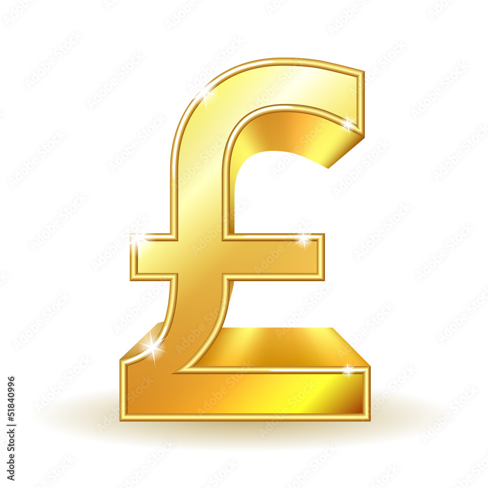 Gold sign pound currency. Gold sign pound currency.