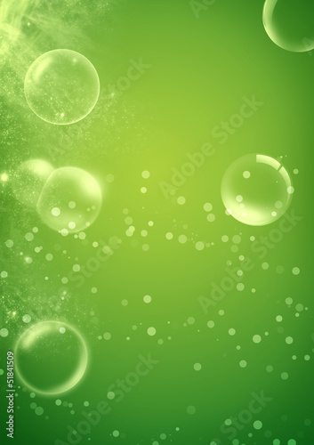 Beautiful abstract green background with soap bubbles