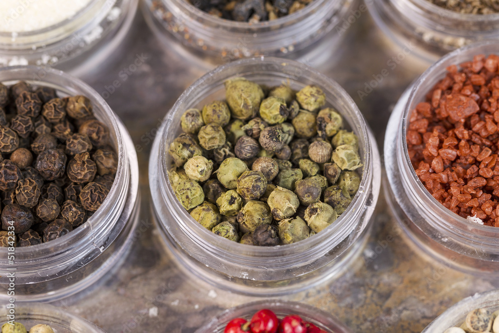 Green Peppercorns in Small Container Green Peppercorns in Small Container