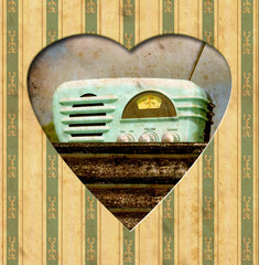 Store enrouleur Poster vintage Cœur vintage radio style années cinquante  © Thomas Reimer