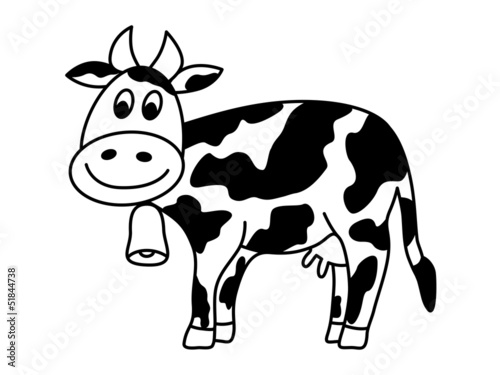 Dairy cow with bell, vector illustration.