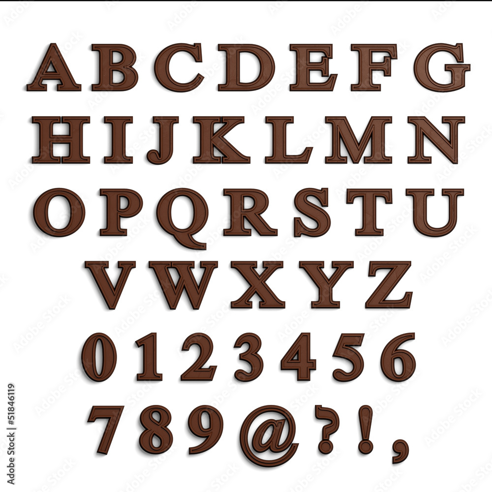3d chocolate letter alphabet.