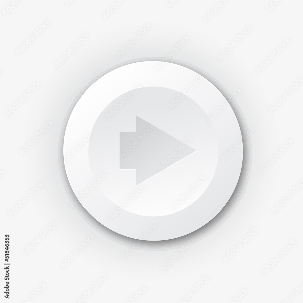 White plastic button with right arrow White plastic button with right arrow