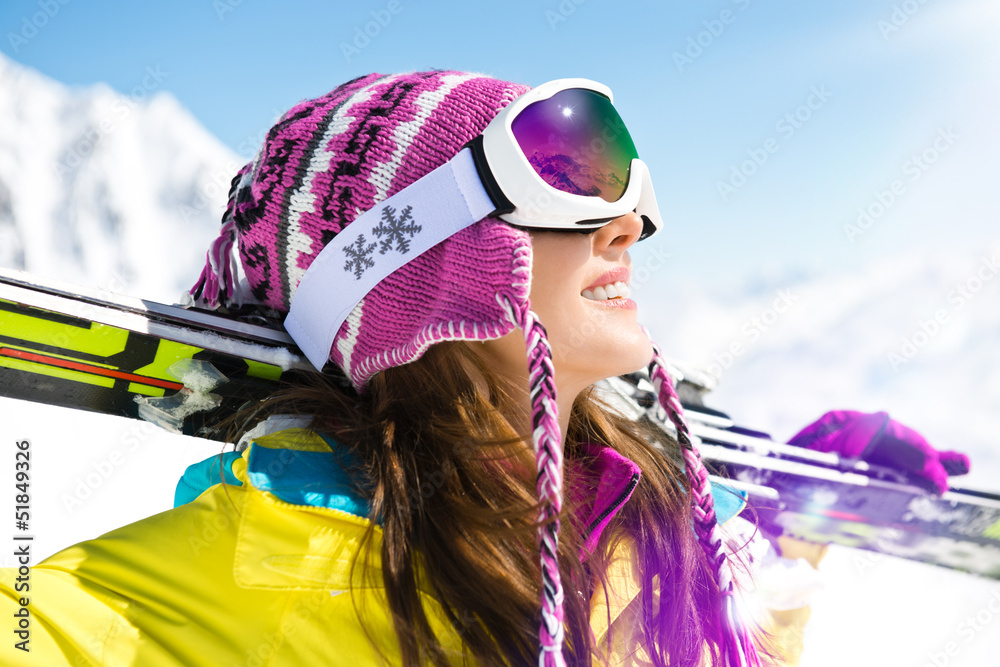 Skifahrerin - obrazy, fototapety, plakaty 