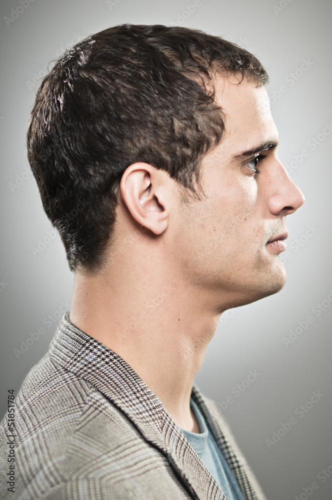 Fototapeta premium Caucasian Man Blank Expression Profile Portrtait