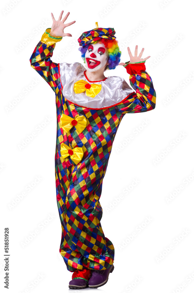 Funny clown isolated on the white