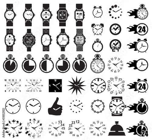 Icon set clocks, vector illustration