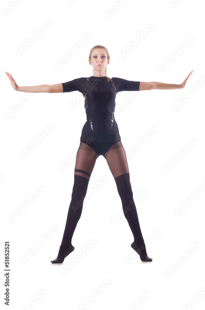 Woman dancing isolated on the white