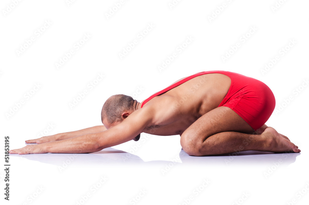 Young wrestler isolated on the white Young wrestler isolated on the white