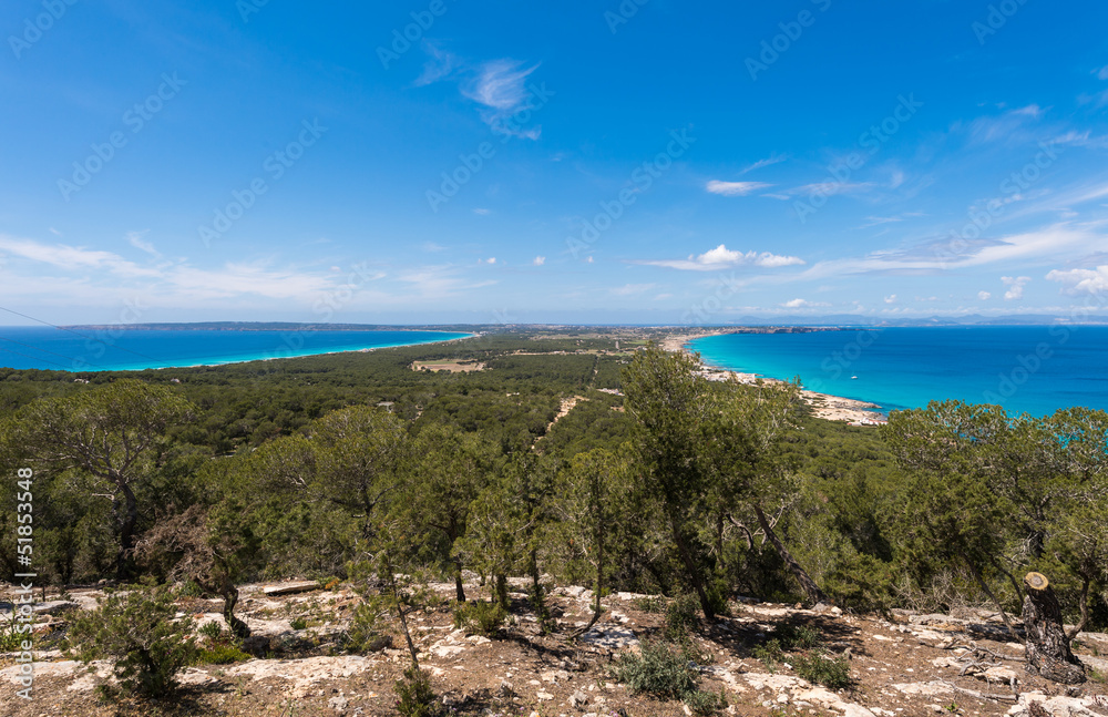 Obraz premium Aerial view Formentera island Ibiza horizon Spain Mediterranean