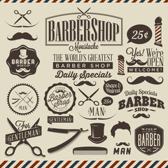 Store enrouleur Poster vintage Étiquettes vintage barbier style grunge rétro  © nokastudio