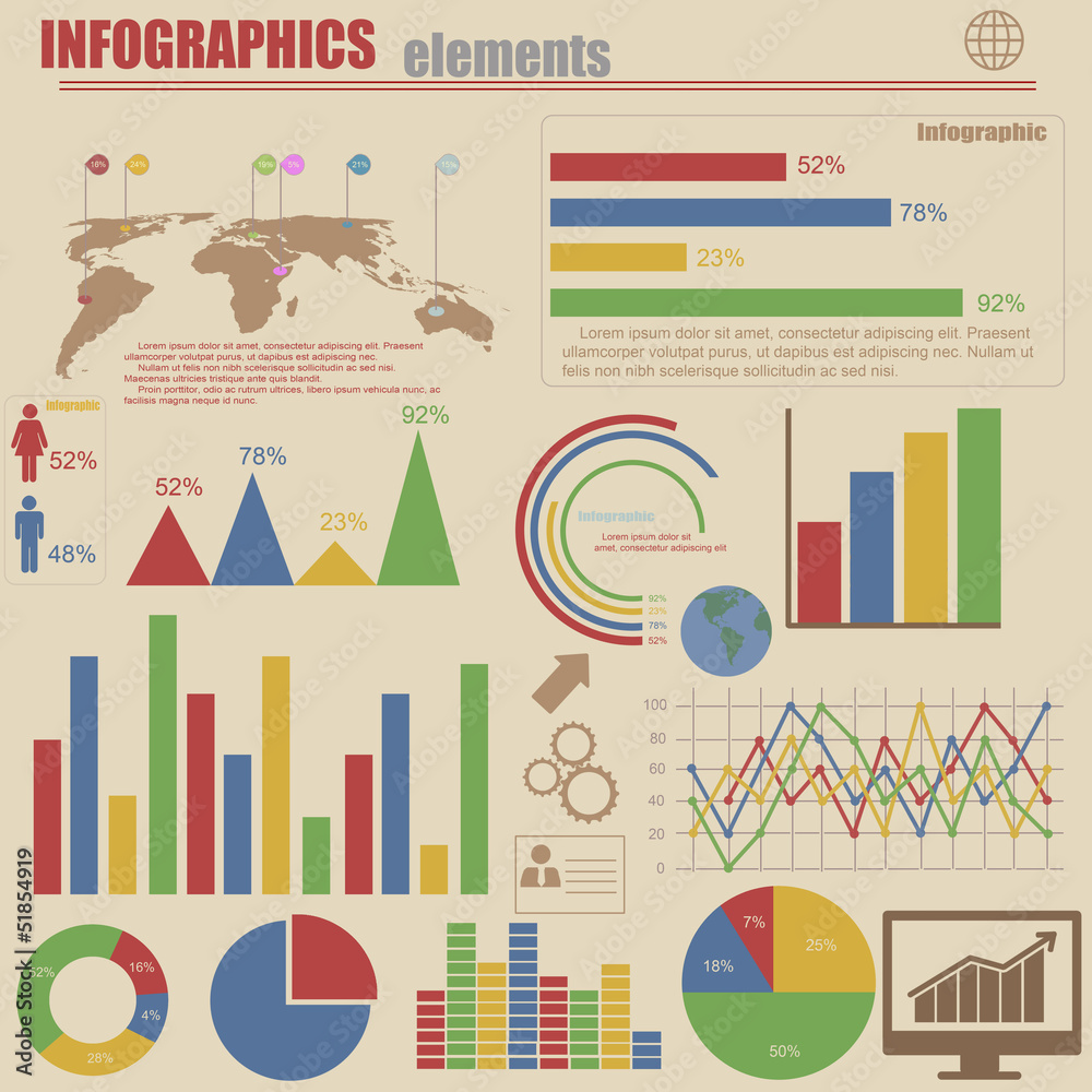 Retro infographics set