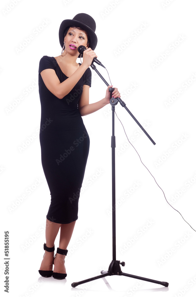 Afro-american female singer isolated on white Afro-american female singer isolated on white