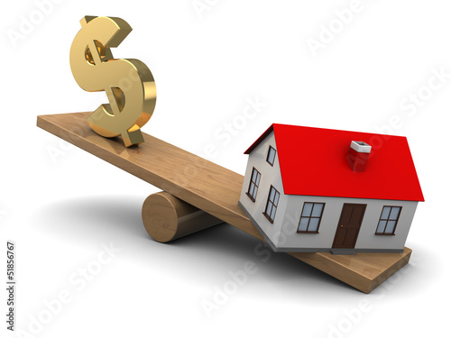 house and dollar seesaw