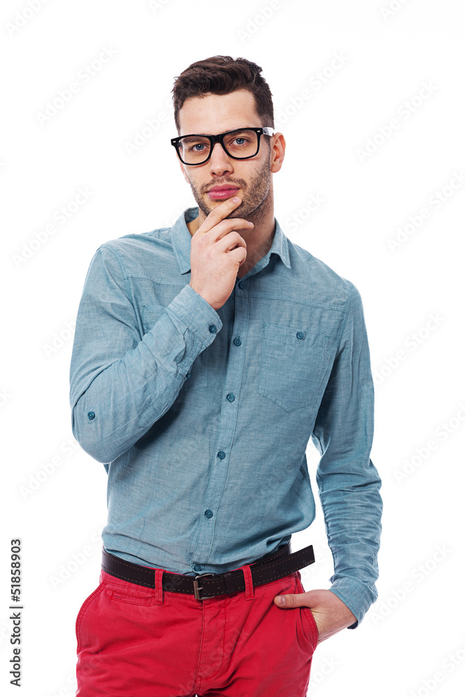 Portrait of fashionable young man . Portrait of fashionable young man .