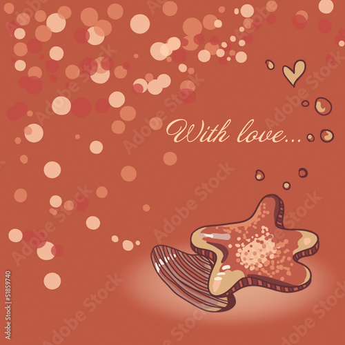 Cute love card with chocolate
