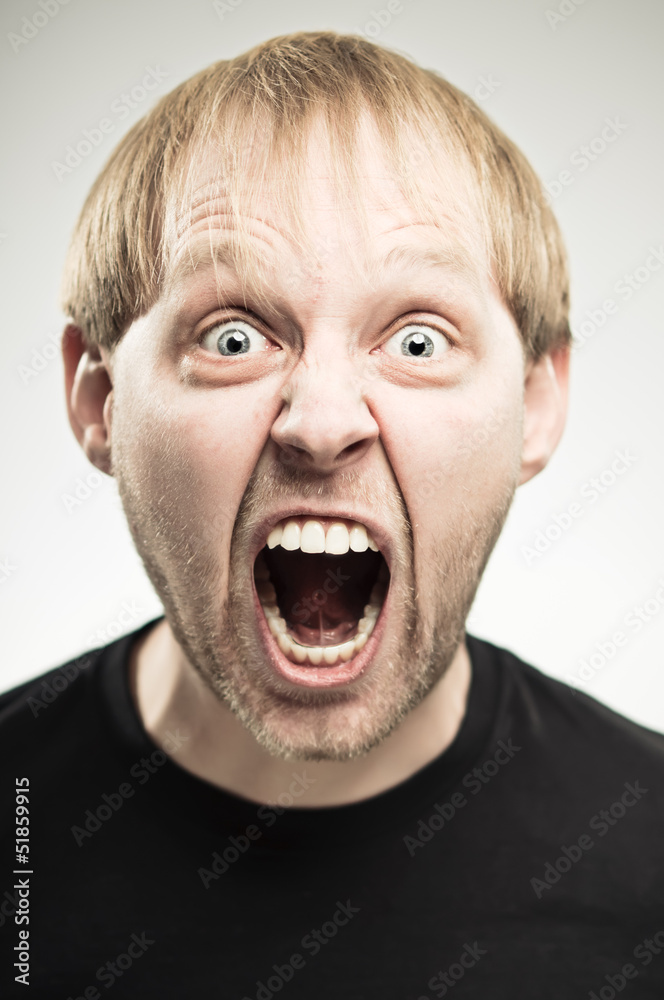Caucasian Man Screaming Portrait
