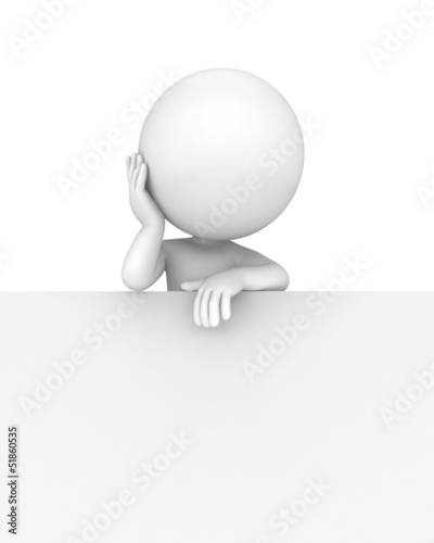 3d white people sitting near sign