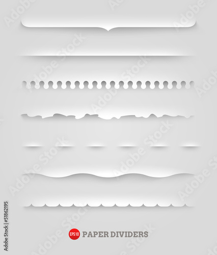 Vector set of paper decorative dividers