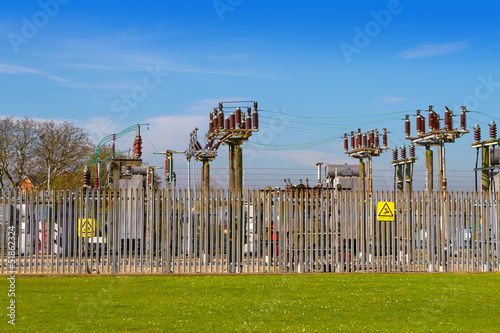 view of a small electricty grid on a sunny day