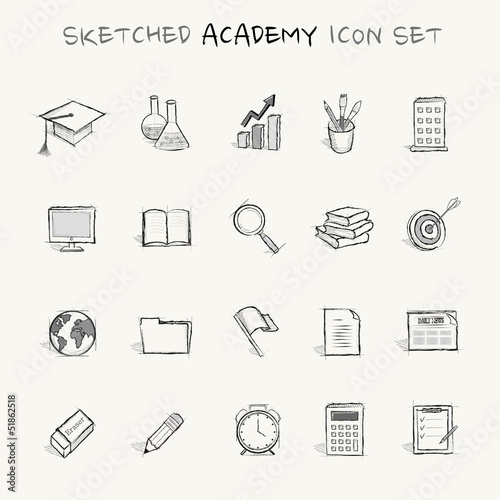 sketched academy icon set