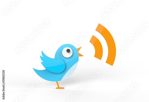 Cute twitter bird tweeting RSS