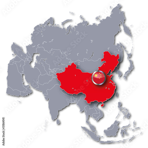 Asienkarte und China