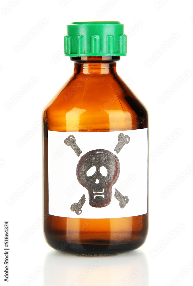 Deadly poison in bottle isolated on white Deadly poison in bottle isolated on white