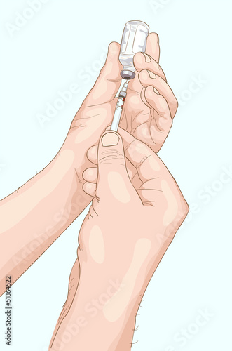 Insulin fence from an ampoule in syringe.
