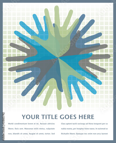 Circle of overlapping hands with copy space.