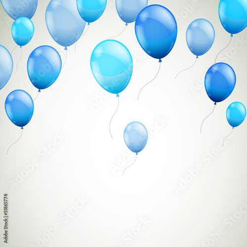 Vector Illustration of an Abstract Background with Blue Balloons