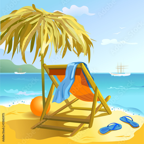 Chaise lounge on the beach