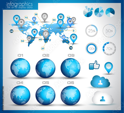 Infographic layout template with world maps.
