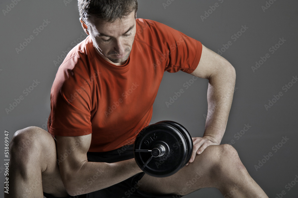 Caucasian man practicing fitness sport