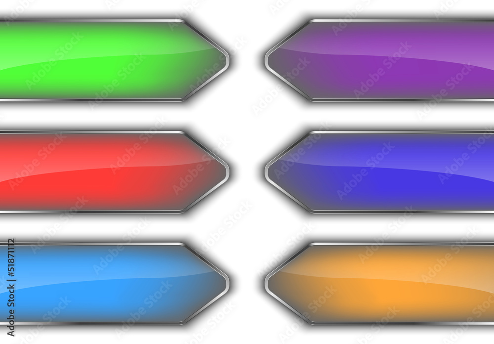 Set of colorful glossy arrow banners