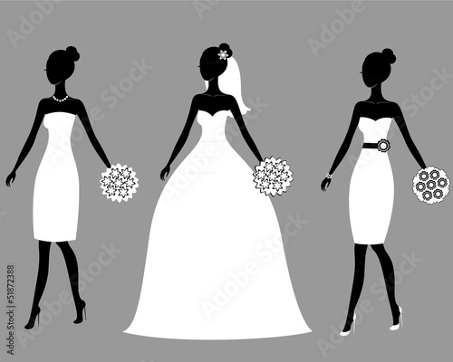Silhouettes of beautiful young brides
