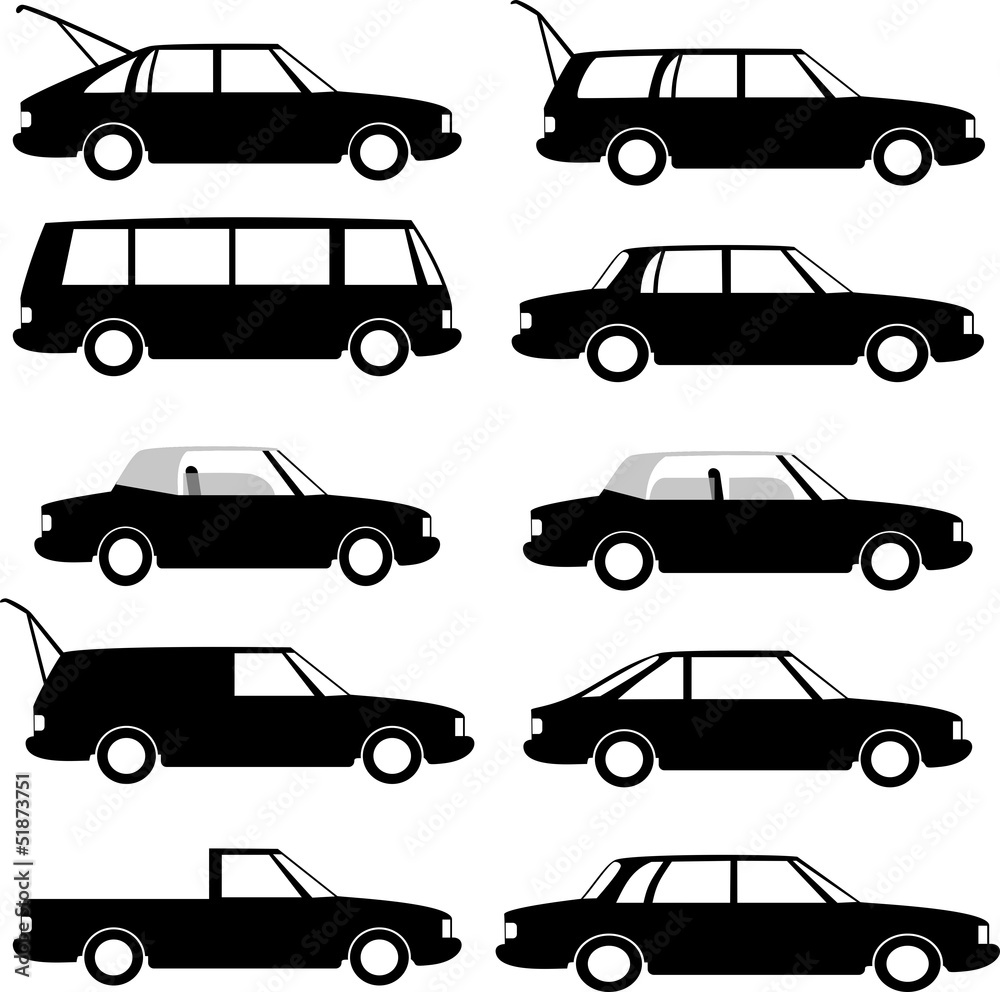 Collection of different car types