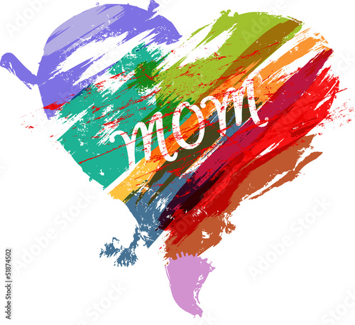 Mother's day illustration,heart with paint strokes