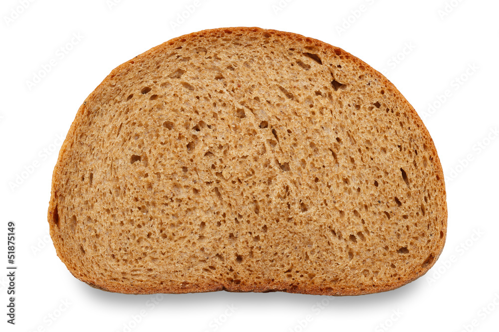 Bread slice on white